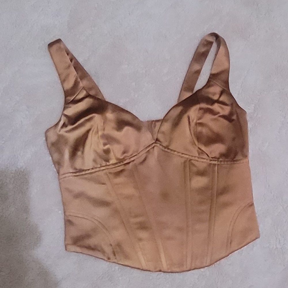 Jason Wu Bronze Corset Silk Top